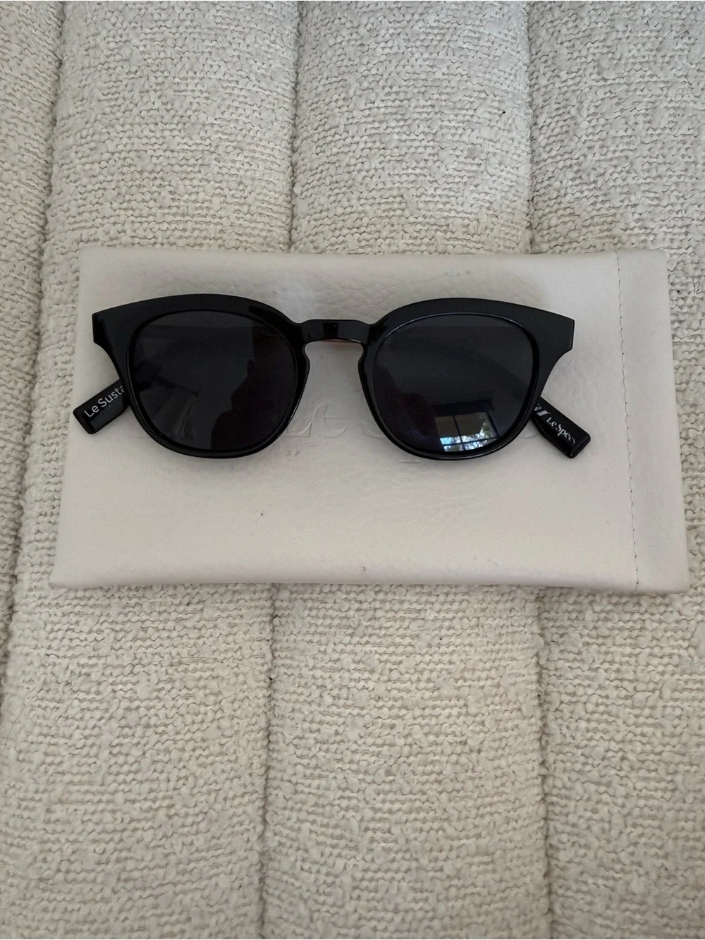 Le Specs Black Round Sunglasses with Gloss Frame